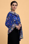 Royal Blue Parsi Gara Pure Pashmina Shawl