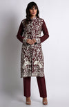 Maroon Parsi Gara Embroidered Jacket Set