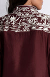 Maroon Parsi Gara Embroidered Jacket Set