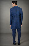 Navy Blue Chikankari Embellished Jacket Set