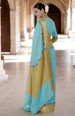 Antigua Sand Parsi Gara Embroidered Linen Saree