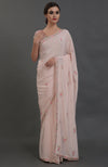 Nude Pink Hand Embroidered Gota Patti Pure Crepe Saree