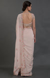 Nude Pink Hand Embroidered Gota Patti Pure Crepe Saree