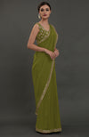 Avocado Green Embroidered Gota Patti Saree