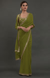 Avocado Green Embroidered Gota Patti Saree