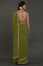 Avocado Green Embroidered Gota Patti Saree