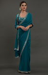 Oceanside Blue Embroidered Gota Patti Saree