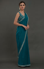 Oceanside Blue Embroidered Gota Patti Saree