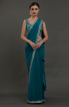 Oceanside Blue Embroidered Gota Patti Saree