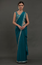 Oceanside Blue Embroidered Gota Patti Saree