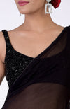 Elysian Black Hand Beaded Blouse with Chiffon  Saree