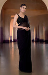 Elysian Black Hand Beaded Blouse with Chiffon  Saree