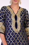 Navy Blue Bandhej Zardozi Handcrafted Kurta Set