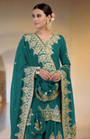 Proud Peacock Gold Kashmiri Tilla & Zardozi Hand Embroidered Sharara Set