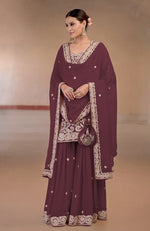 Burgundy Marori Gota Patti & Zardozi Hand Embroidered Sharara Set