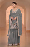 Grey Marori Gota Patti & Zardozi Hand Embroidered Sharara Set