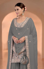 Grey Marori Gota Patti & Zardozi Hand Embroidered Sharara Set