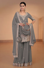 Illusion Blue Marori Gota Patti & Zardozi Hand Embroidered Sharara Set