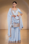 Illusion Blue Marori Gota Patti & Zardozi Hand Embroidered Sharara Set