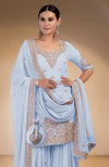 Illusion Blue Marori Gota Patti & Zardozi Hand Embroidered Sharara Set