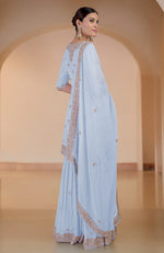 Illusion Blue Marori Gota Patti & Zardozi Hand Embroidered Sharara Set