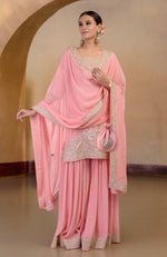 Peony Pink Marori Gota Patti & Zardozi Hand Embroidered Sharara Set