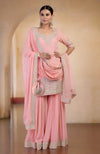 Peony Pink Marori Gota Patti & Zardozi Hand Embroidered Sharara Set