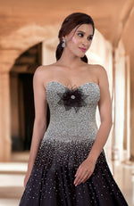 Crystella Black Crystal Hand Embroidered Ball Gown