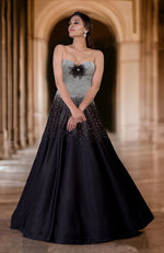 Crystella Black Crystal Hand Embroidered Ball Gown