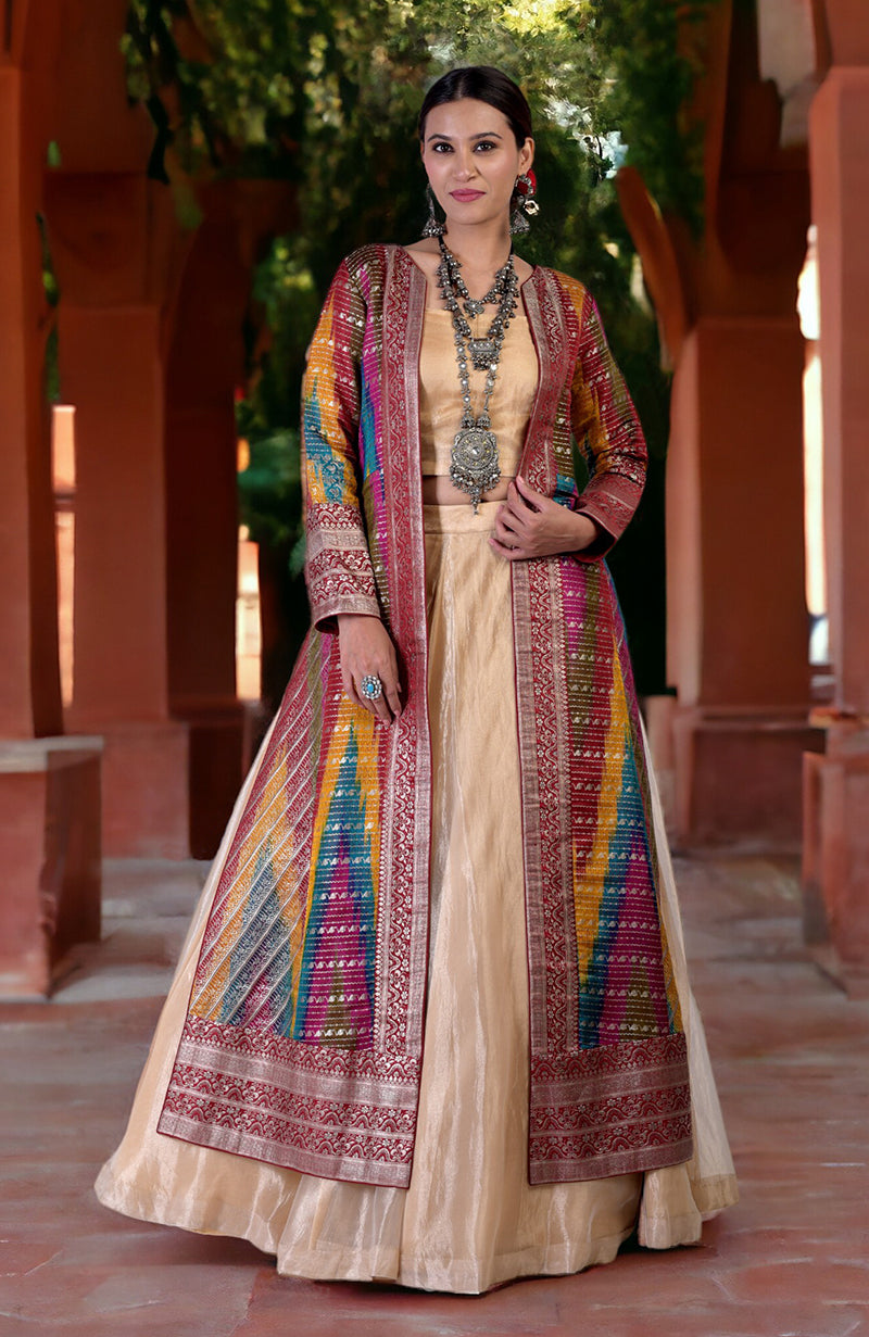 Rangkat Banarsi Silk Handwoven Jacket Set