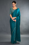 Emerald Green Zardozi Hand Embroidered Saree and Blouse