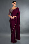 Burgundy Zardozi Hand Embroidered Saree and Blouse