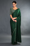 Emerald Green Zardozi Hand Embroidered Saree and Blouse