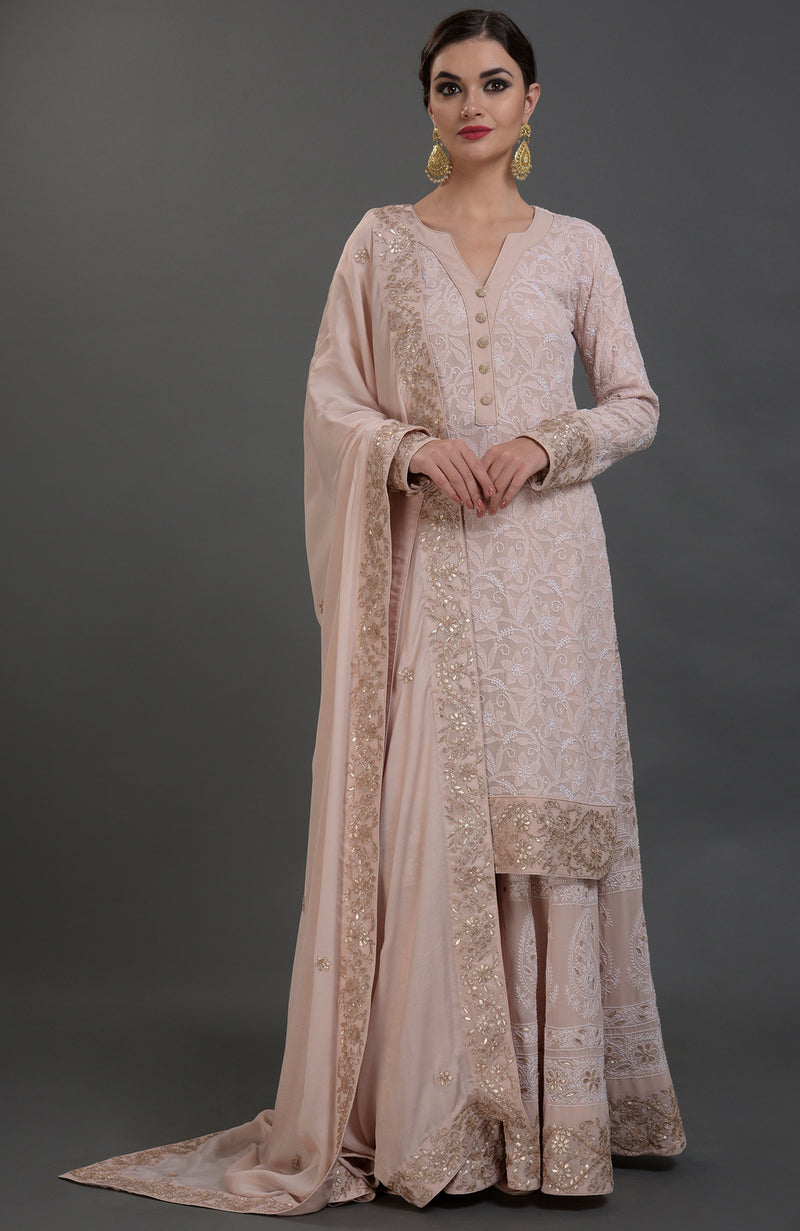 Chikankari & Gota Patti Hand Embroidered Sharara Suit