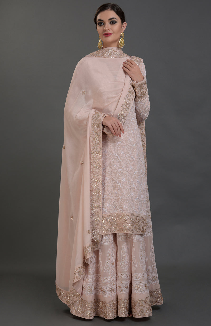 Chikankari & Gota Patti Hand Embroidered Sharara Suit