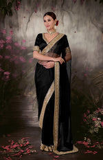 Black Beads & Zardozi Hand Embroidered Saree