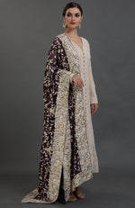 Champagne Chikankari Suit With Parsi Gara Hand Embroidered Dupatta