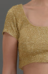 Gold Georgette Tissue Zardozi Hand Embroidered Blouse