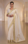 Ivory Gold Banarasi Handwoven Saree Set