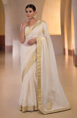 Ivory Gold Banarasi Handwoven Saree Set