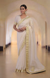 Ivory Gold Banarasi Handwoven Saree Set