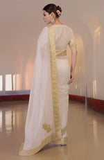 Ivory Gold Banarasi Handwoven Saree Set