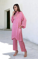 Charm Pink Handcrafted Bandhej Embroidered Co-Ord Set