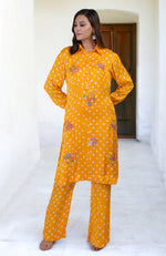 Turmeric Yellow Handcrafted Bandhej Embroidered Co-Ord Set