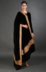 Black Kashmiri Tilla Embroidered Dupatta Shawl