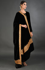 Black Kashmiri Tilla Embroidered Dupatta Shawl