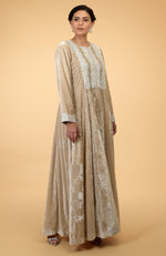 Beige- Silver Kashmir Embroidered Kaftan