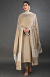 Beige Kashmiri Tilla Embroidered Dupatta with Suit