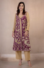 Sangria Parsi Gara Embroidered Overlay Suit