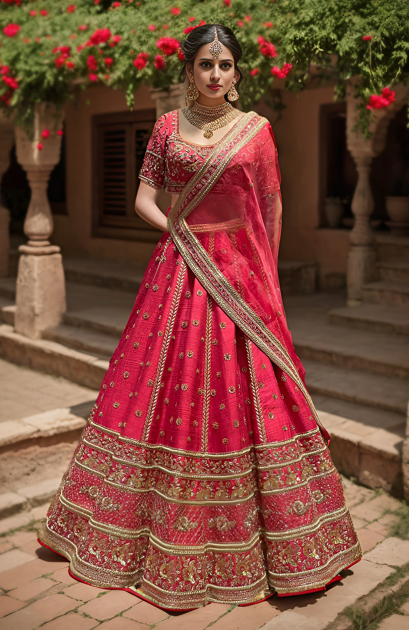 Heart to Heart Red Lehenga Set